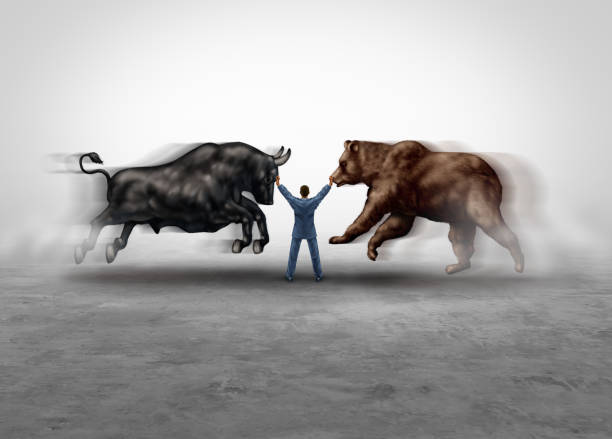 gestione del mercato azionario - stock market bull bull market bear foto e immagini stock