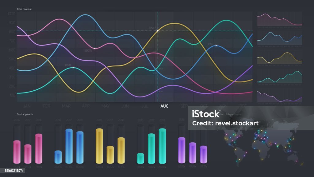 User Interface With Infographic Dashboard Annual Report Visualization ...