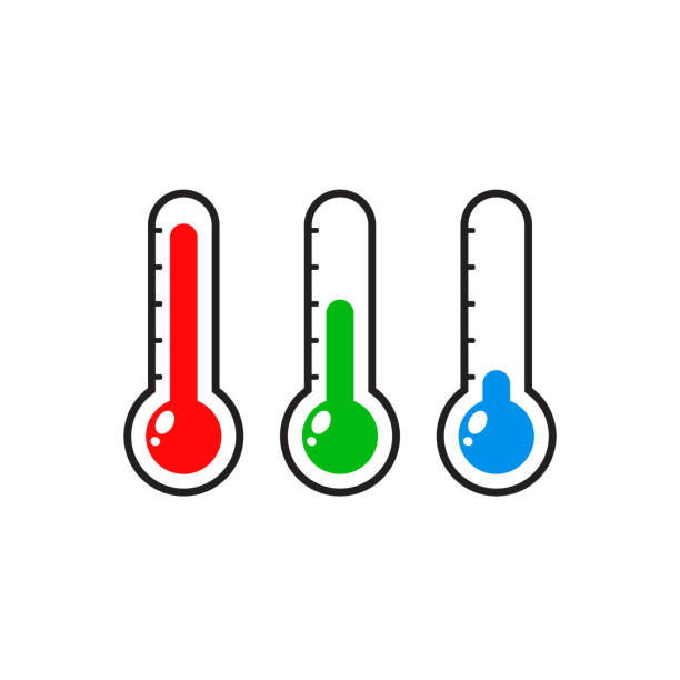 ilustrações de stock, clip art, desenhos animados e ícones de thermometers icon with different levels. flat vector illustration isolated on white background. - 4865