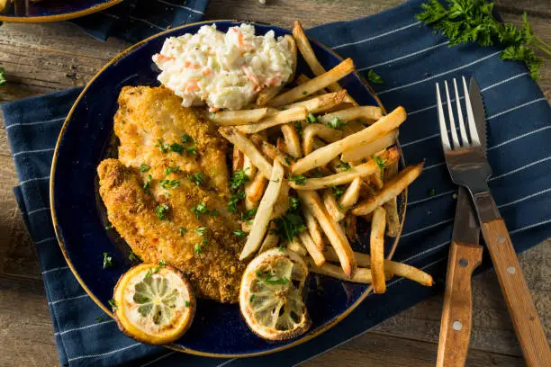 Spicy Homemade BAked  Cajun Catfish with French Fries