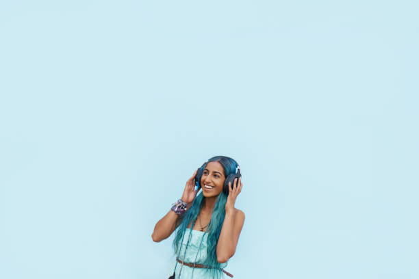 Headphones on blue background