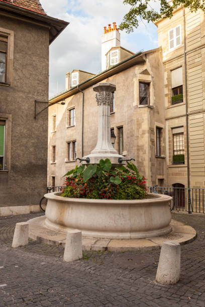 istock Street fountain Geneva 856040074