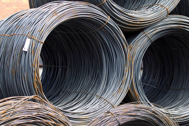 istock Thin metal reinforcement wound into bays at the metal products warehouse 856053774