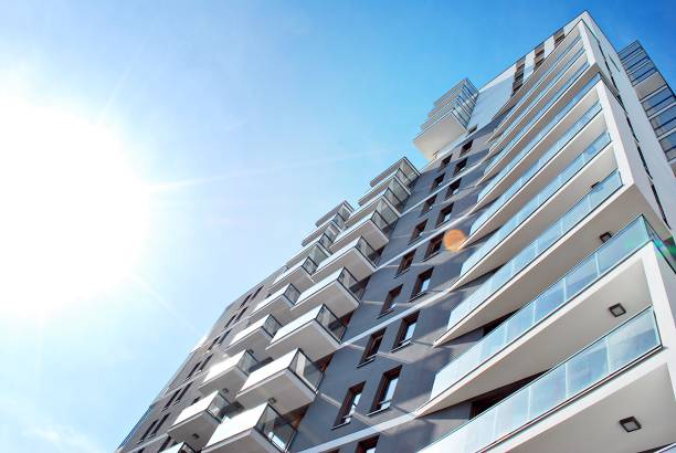 istock Modern, Luxury Apartment Building against blue sky 856056608