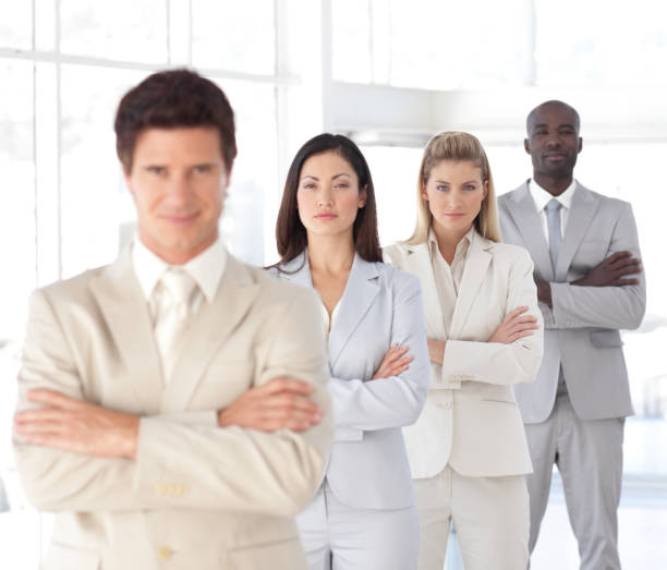 istock Portrait of a serious team at work 856076488