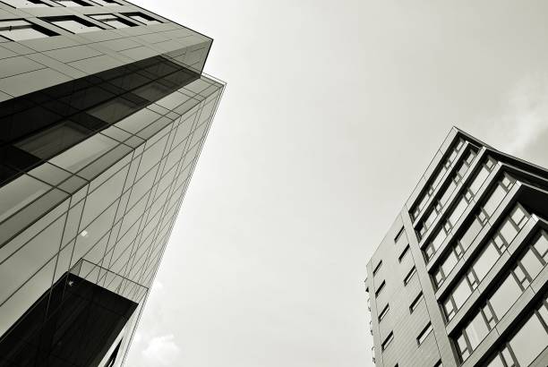 istock Modern, Luxury Apartment Building. Black and white 856077194