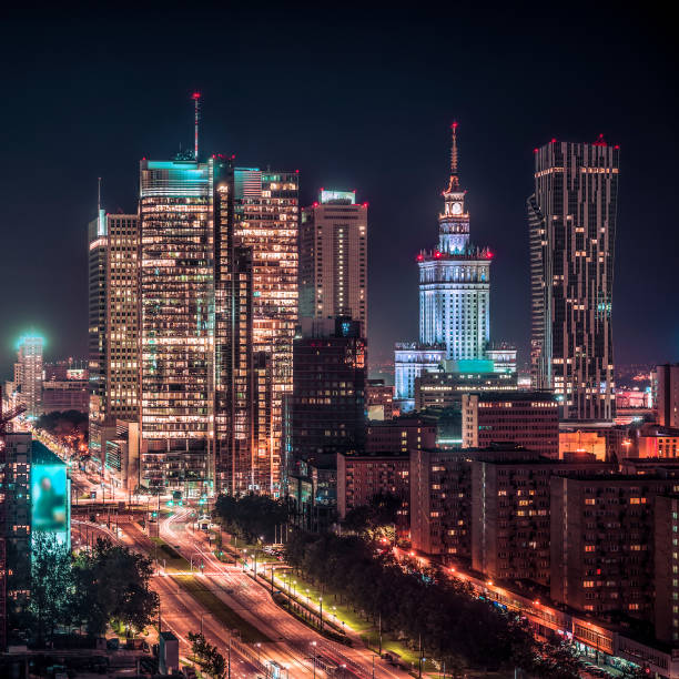 istock Warsaw downtown at night, Poland 856079332