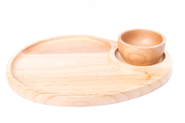 istock Wooden plate with wooden cup bowl 856083186