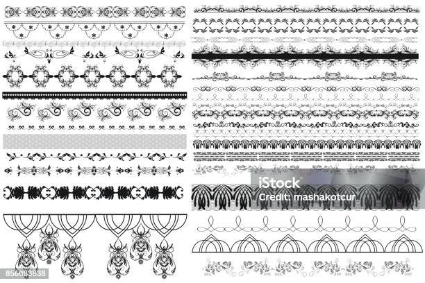 Big Collection Of Vector Decorative Borders For Design Stock Illustration - Download Image Now