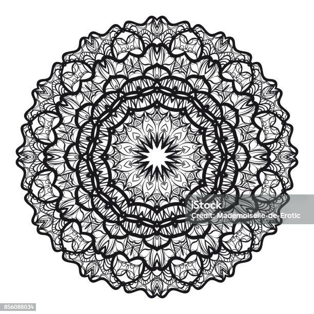 Hand Drawn Mandala Element Black And White Vector Illustration For Coloring Page Greeting Card Invitation Tattoo Stock Illustration - Download Image Now