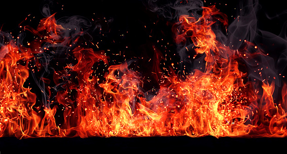 Texture of fire on a black background.