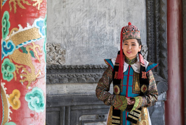 istock Mongolian woman in traditional outfit 856097450