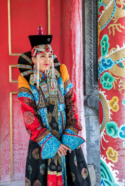 istock Mongolian woman in traditional outfit 856097470