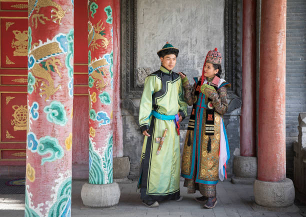 istock mongolian couple in traditional outfit 856097650