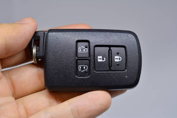 istock Lock and Unlock and open the CAR door slide with Remote keys on hand 856098208