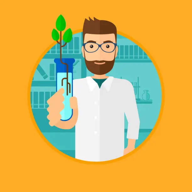 Vector illustration of Scientist with test tube