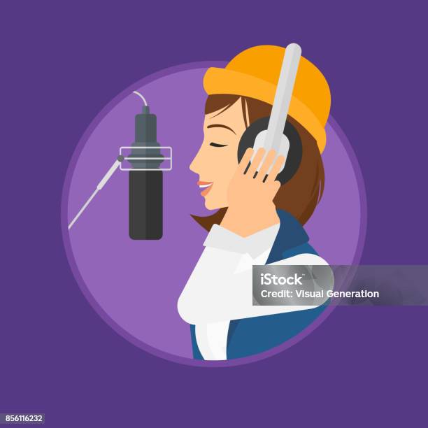 Singer Recording Song Stock Illustration - Download Image Now - Adult, Adults Only, Art