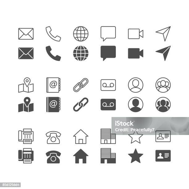 Kontaktieren Sie Ikonen Inklusive Normal Und Aktivieren Zustand Stock Vektor Art und mehr Bilder von Icon