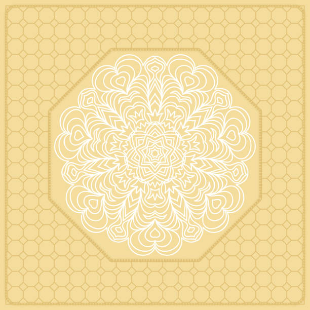 istock Template Print for Fabric. Pattern of Mandala with Border. Vector illustration. Golden color. For Print Bandana, Nashnoy Shawl, Carpet 856126826