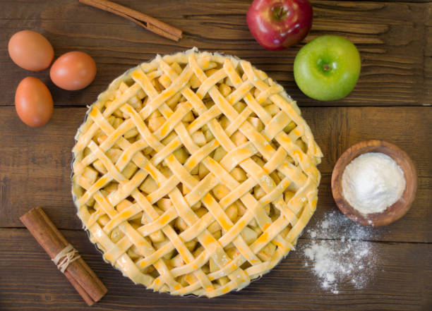 istock Raw American pie ready for cooking. Necessary ingredients for pie preparation 856127020