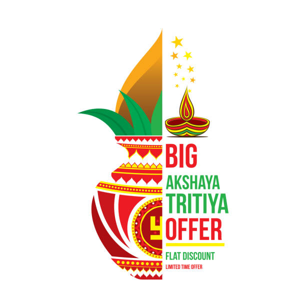 creative akshaya tritya poster design big akshaya tritiya offer poster design, pot with coconut goddess lakshmi images stock illustrations