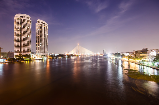 BANGKOK, THAILAND - NOV 28 :Rama 8 Bridge to bridge over the Chao Phraya River of 13 in Bangkok and the metropolitan area of Thailand on Nov 28 , 2015