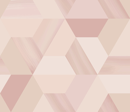 Geometry hexagonal abstract seamless pattern in beige/nude theme with glitter