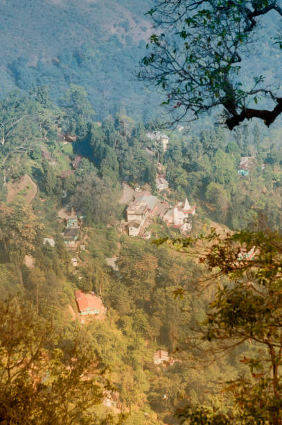 silerygaon village, sikkim - western usa mountain peak landscape farm imagens e fotografias de stock