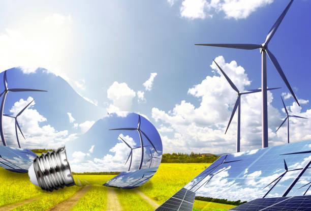 istock Clean energy, wind power and photovoltaic power generation, and energy-efficient light bulbs to solve future energy shortages 856149094