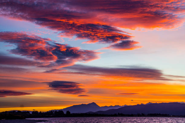 istock Red sunset over lake Te Anau 856169838