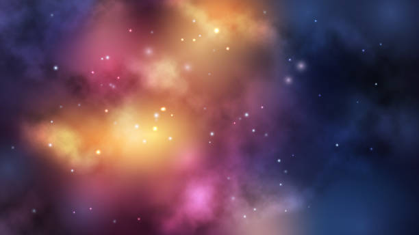 istock Space background with dark blue nebula and bright stars. Fantasy scientific astronomical illustration 856169944