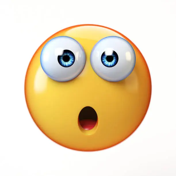 Photo of Surprised emoji isolated on white background, shocked emoticon