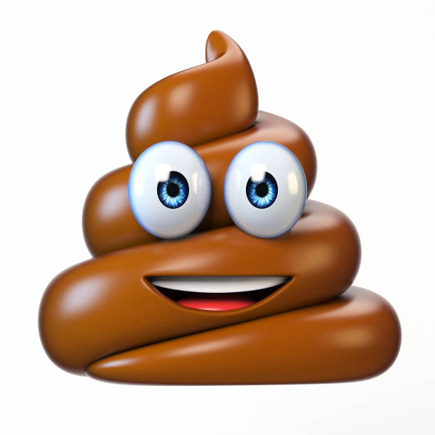 흰색 배경, 똥 이모티콘 3d 렌더링에 고립 된 emoji 똥 - shit faced 뉴스 사진 이미지