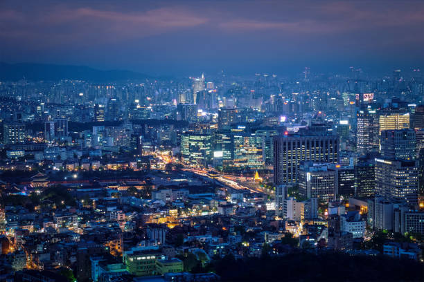 istock Seoul skyline in the night, South Korea. 856176890