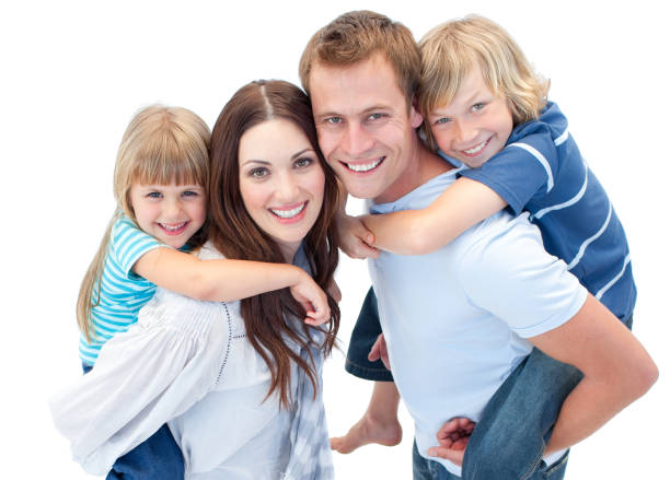 istock Happy parent giving piggyback to their childs 856184548