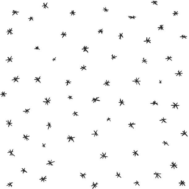 ilustrações de stock, clip art, desenhos animados e ícones de vector seamless hand drawn stars and snow pattern. snowfall vector illustration. - 5105