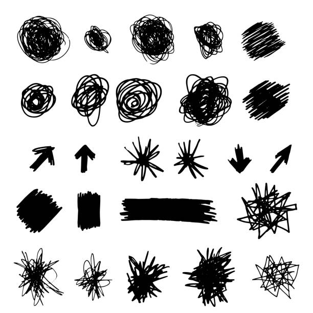 scratch drawing abstract strokes vector set scratch drawing abstract ink strokes vector set cycling bicycle pencil drawing cyclist stock illustrations