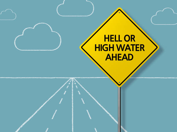istock HELL OR HIGH WATER AHEAD - Business Chalkboard Background 856188680