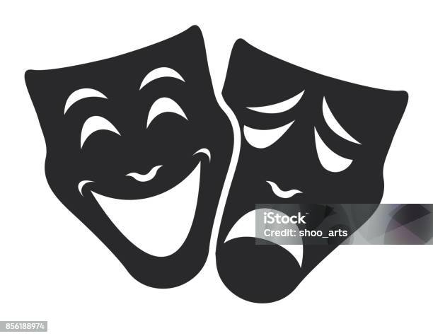 Theater Mask Symbols Vector Set Sad And Happy Concept Stock Illustration - Download Image Now