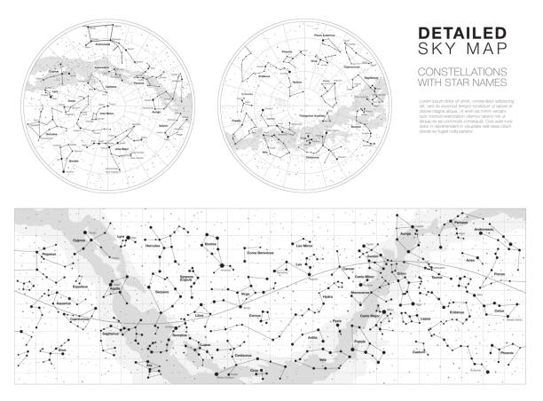 hoch detaillierte sky karten vektor-set - astronomie stock-grafiken, -clipart, -cartoons und -symbole