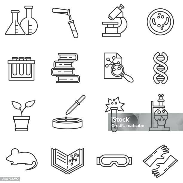 Laboratory Icons Set Stock Illustration - Download Image Now - Biology, Laboratory, Book