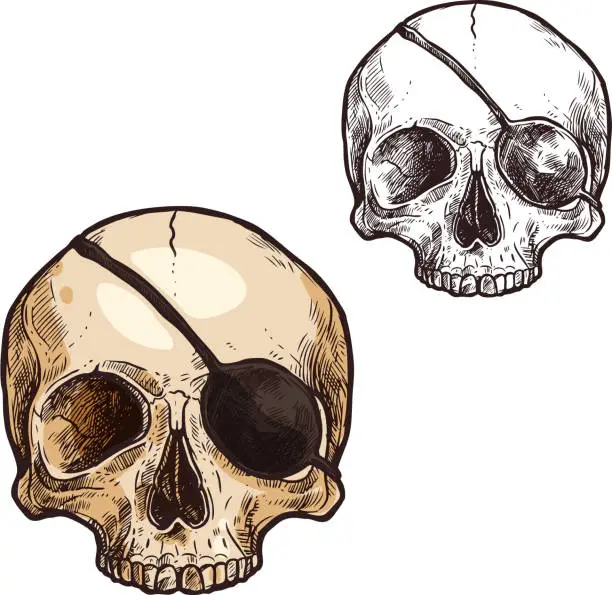 Vector illustration of Halloween vector sketch icon skull skeleton