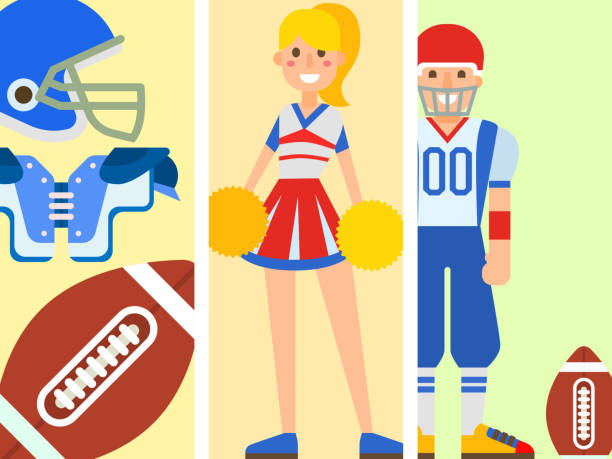 ilustrações, clipart, desenhos animados e ícones de jogador de futebol americano e esporte jogos ícones vetoriais cartoon zagueiro estilo pulando o atleta de sucesso eua - quarterback sack