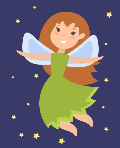 illustrazioni stock, clip art, cartoni animati e icone di tendenza di principessa fata adorabile carattere immaginazione bellezza angelo ragazza con ali illustrazione vettoriale - humor inspiration angel child