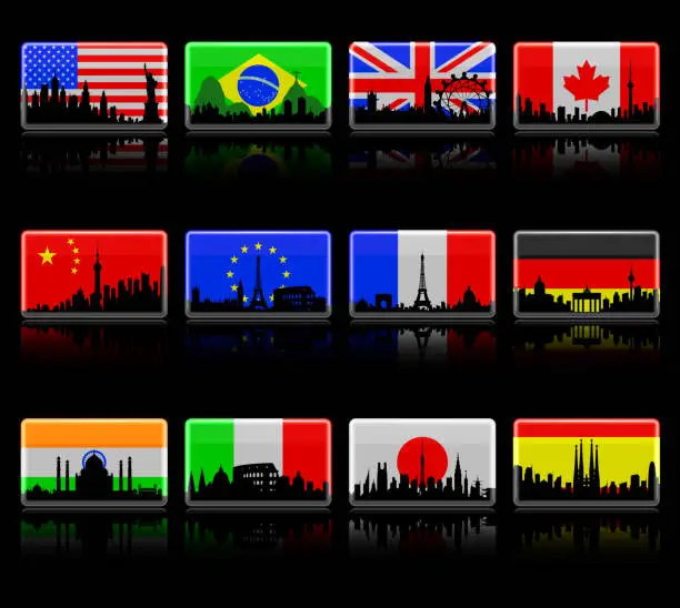 Vector illustration of City Flags