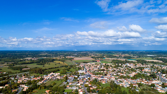 Aerial view of Arthon en Retz village, France