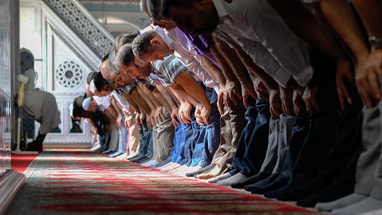 Antalya,Manavgat,Türkey - September 9, 2017: Muslim Friday mass prayer in Turkey ,Manavgat Külliye Mosque