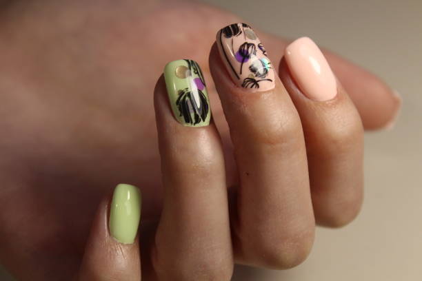 istock Manicure with an abstraction on the nails 856223304