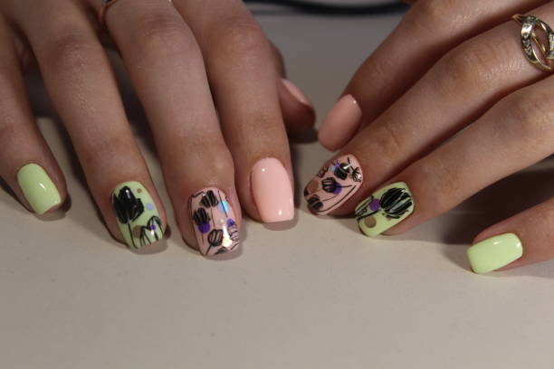 istock Manicure with an abstraction on the nails 856226124