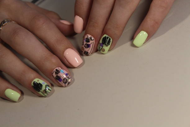 istock Manicure with an abstraction on the nails 856229390